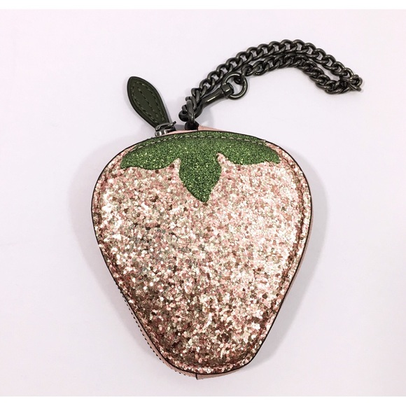 Coach Coin Case Strawberry Wristlet Bag Charm New - Picture 8 of 8